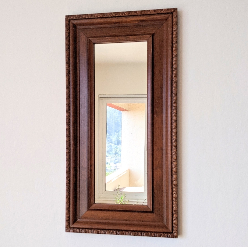 Vintage carved wood mirror vertical or horizontal